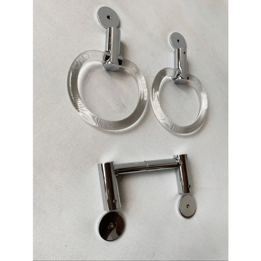 Vintage Lucite Set Bathroom Towel Bar & Toilet Paper Holder